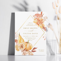 Rustique Automne Floral Citrouille Mariage Gold Sc
