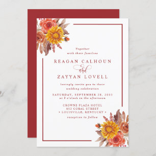 Invitation Rustique Automne Floral Mariage Automne