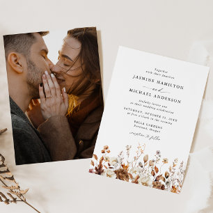 Invitation Rustique Automne Floral Meadow Photo Mariage