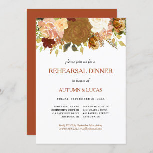 Invitation Rustique Automne Floral Rust Dîner Inv