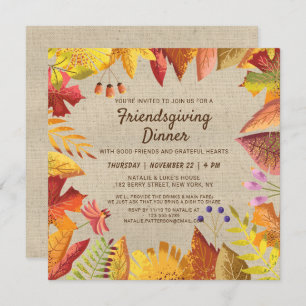 Invitation Rustique automne Friendsgiving Diner Aquarelle Flo