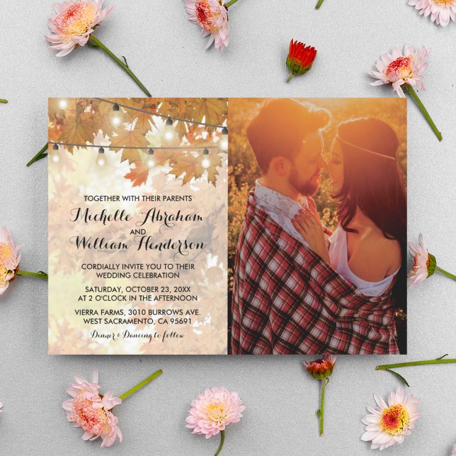 Invitation Rustique Automne Lumières Arbre d'automne Mariage  (Créateur téléchargé)