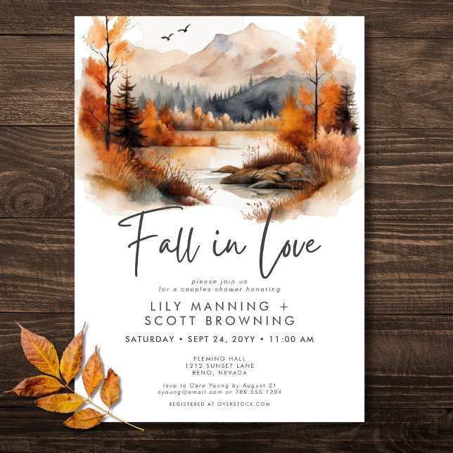 Invitation Rustique Automne Mountain Chute Dans Amour Couples (Rustic Fall Mountain Fall In Love Couples Shower Invitation)