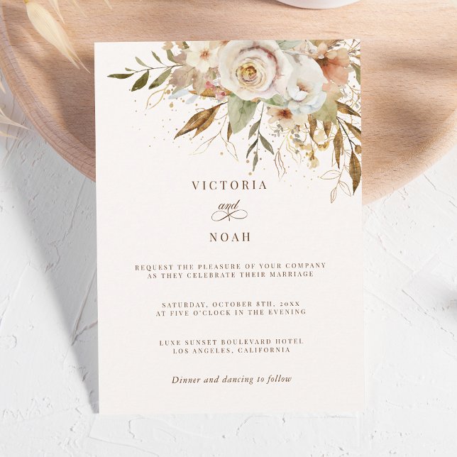 Invitation Rustique Automne Rose Botanique (Créateur téléchargé)