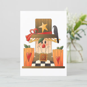 Invitation Rustique automne Scarecrow avec Citrouilles et Cor