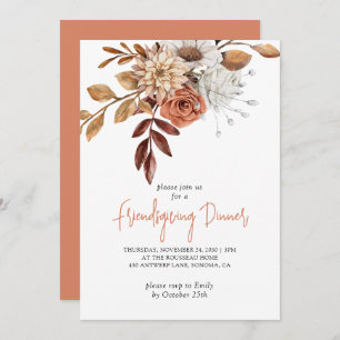 Invitation Rustique Automne Terracotta Bisque Floral Friendsg