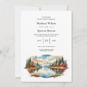Invitation Rustique Autumn Lakeside Mariage forestier