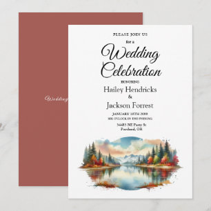 Invitation Rustique Autumn Lakeside Mariage forestier