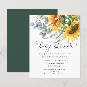 Invitation Rustique Baby shower Budget Tournesol