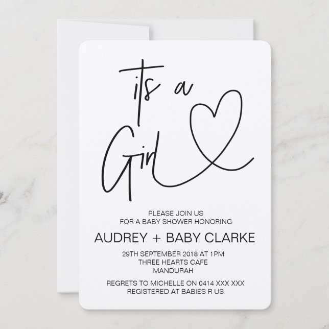 Invitation Rustique Baby shower fille (Devant)