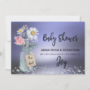 Invitation *~* Rustique. Baby shower Floral Mason Jar