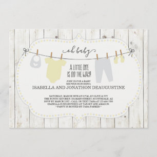 Invitation Rustique Baby shower neutre pour les fe