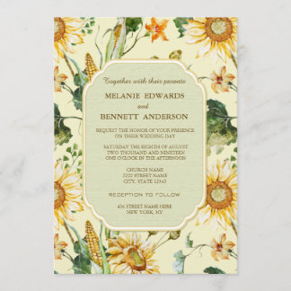 Invitation Rustique Beauté Sunflower Mariage botanique