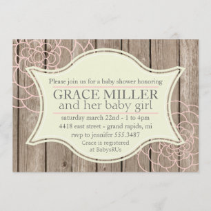 Invitation Rustique Bébé Girl Shower
