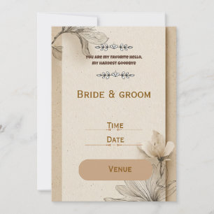 Invitation Rustique Beige Floral Invitation de Mar