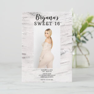 Invitation Rustique Blanc Bouleau Tendance Photo Moderne Douc