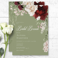 Rustique Blanc & Bourgogne Floral Vert Bridal Brun