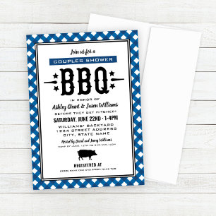 Invitation Rustique Bleu En vichy Mariage Couples Douche BBQ