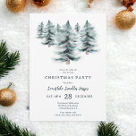 Invitation Rustique Blue Winter neige Pines Noël entreprise<br><div class="desc">Venez vous joindre à nous pour une fête de Noël lors de notre fête annuelle d'entreprise! Notre invitation met en valeur la beauté sereine des pins aquarelles verts et bleus peints à la main et légèrement poussiérés de neige. La conception est élégamment simple,  avec une typographie de script sophistiquée.</div>