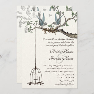 Invitation Rustique Bluebird Birdcage Mariage Inviter
