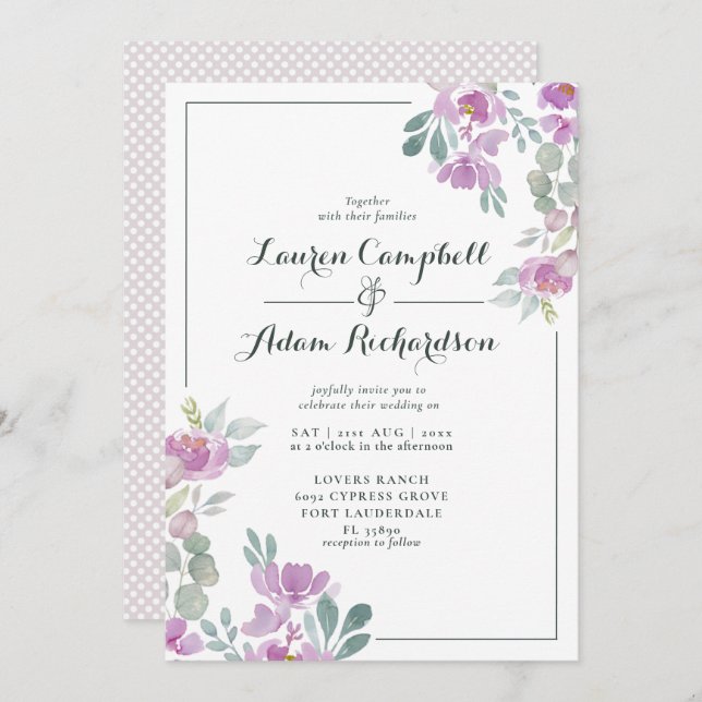Invitation Rustique Blush rose Eucalyptus Mariage Invi (Devant / Derrière)