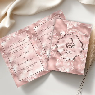 Invitation Rustique Blush rose Filigree Floral Mariage musulm