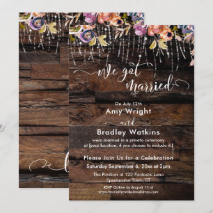 Invitation Rustique Bohème Nous nous sommes mariés réception 