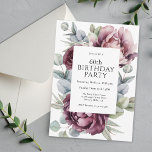 Invitation Rustique Boho Bourgogne Plum Floral 60e anniversai<br><div class="desc">Un boho ultra féminin à 60e anniversaire design d'invitation qui capte l'essence de l'élégance rustique avec son abondant étalage de pivoines et de roses en harmonisant bordeaux, prune, et rose poussiéreux avec la végétation d'eucalyptus en traîne. Les éléments botaniques féminins apparaissent avec style et sophistication. Personnalisez le modèle de texte...</div>