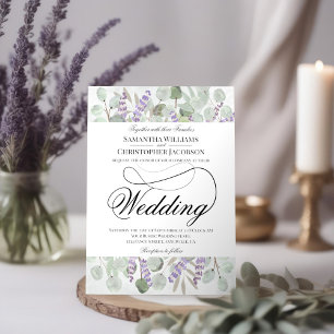 Invitation Rustique Boho Chic Eucalyptus & Lavender Mariage