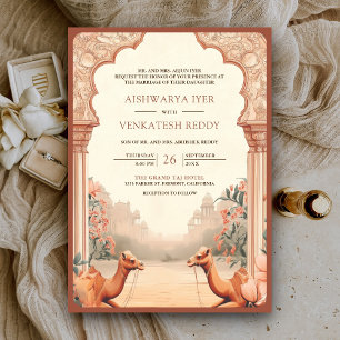 Invitation Rustique Boho Earthy Floral Mariage de chameau ind