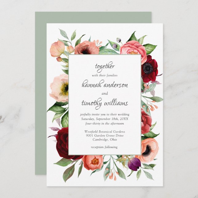 Invitation Rustique Boho Floral Charm Mariage (Devant / Derrière)