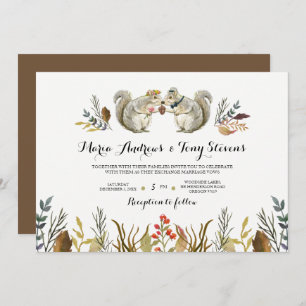 Invitation Rustique Boho Forest Squirrels Mariage d'aquarelle