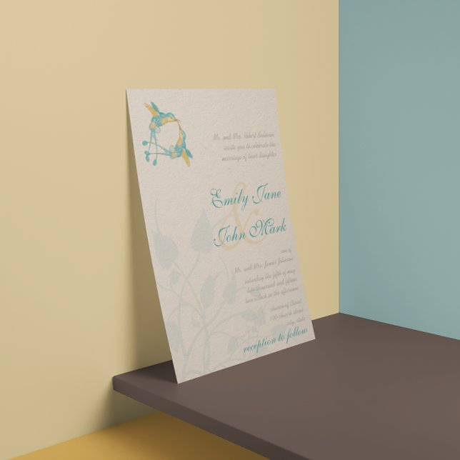 Invitation Rustique Boho Hummingbird Kiss Love BirdWedding (Créateur téléchargé)