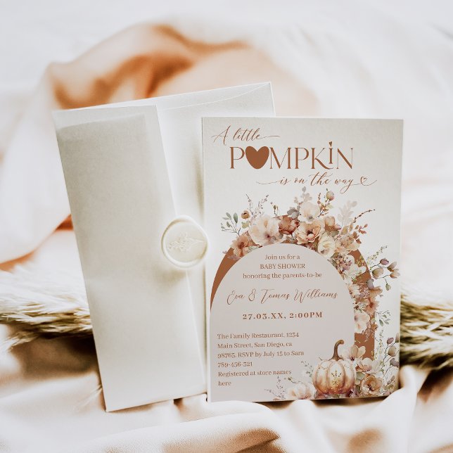Invitation Rustique Boho Little Citrouille Baby shower d'auto (Créateur téléchargé)