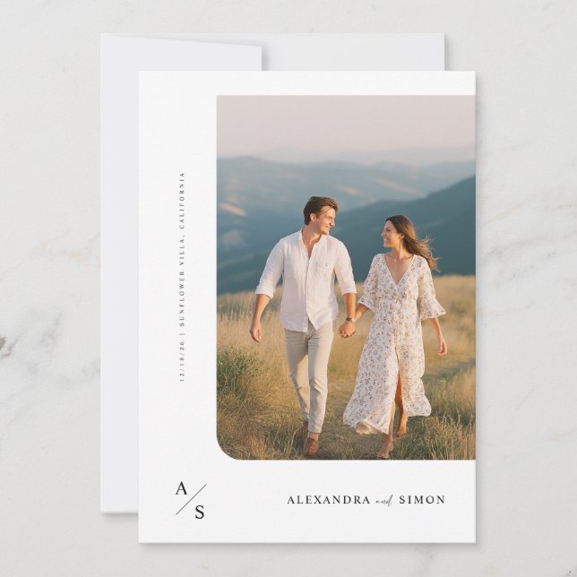 Invitation Rustique Boho minimaliste Mariage (Devant)