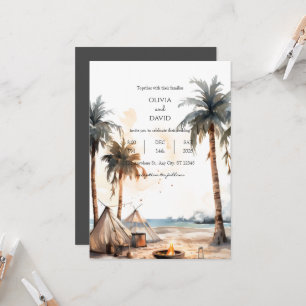 Invitation Rustique Boho Palm Coastal Paysage Plage Mariage