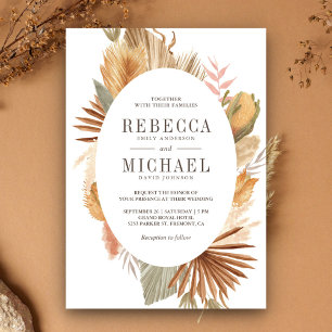 Invitation Rustique Boho Pampas Grass séché Palm Mariage oval