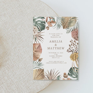 Invitation Rustique Boho Pampas Mariage de verdure