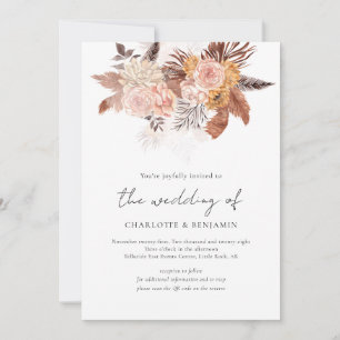 Invitation Rustique Boho Terracotta Floral QR Code Mariage