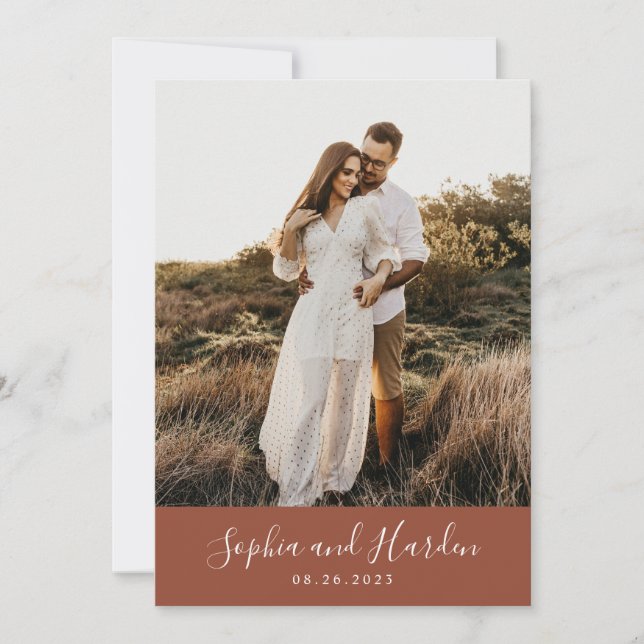 Invitation Rustique Boho Terracotta Monogram Mariage photo (Devant)