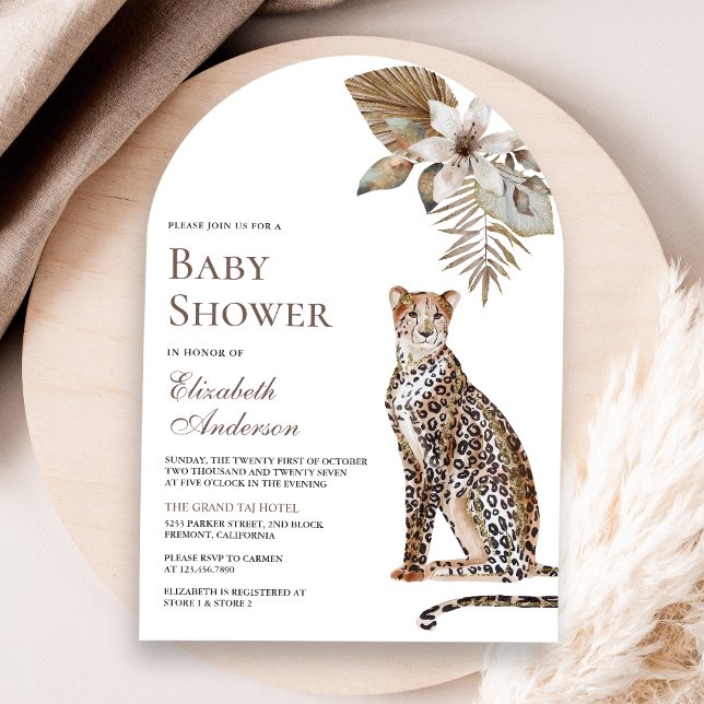 Invitation Rustique Boho Wild Safari Leopard Arch Baby shower (Créateur téléchargé)