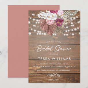 Invitation Rustique Bois Floral Douche nuptiale