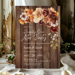 Invitation Rustique Bois Floral Mariage après la fête