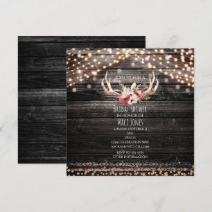 Invitation Rustique Bois & Lumières Fleurs et Bois