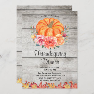 Invitation Rustique Bois Thanksgiving Friendsgiving Invitatio