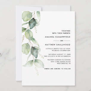 Invitation Rustique Botanique Eucalyptus Mariage de verdure