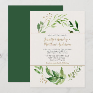 Invitation Rustique Botanique Verdure Wreath Mariage ivoire