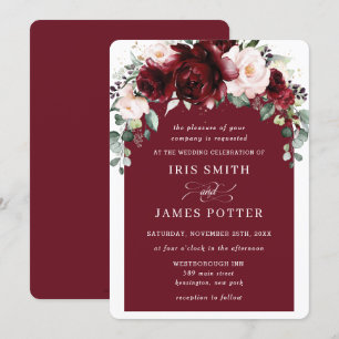 Invitation Rustique Bourgogne Blush Floral Flowers Arch Maria