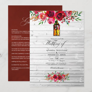 Invitation Rustique Bourgogne et rose Mariage floral