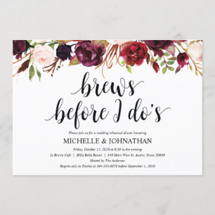 Invitation Rustique Bourgogne Mariage Dîner de répétition Inv